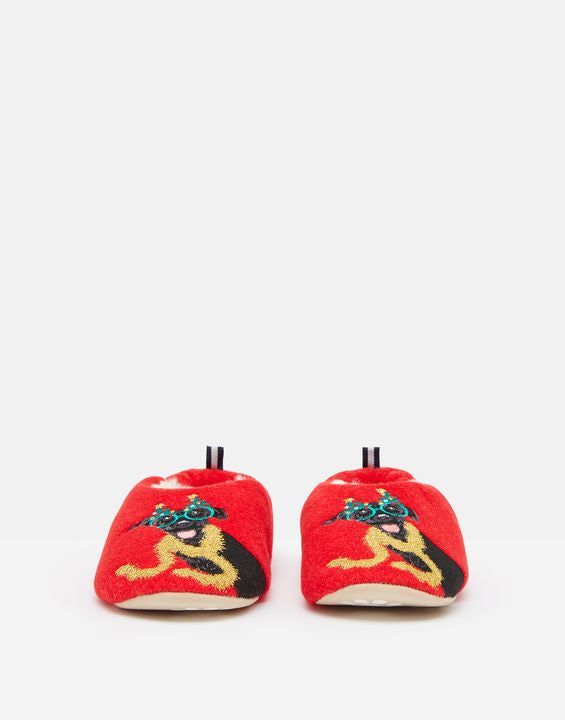 Christmas Dog Appliqueâ Felt Mule Slippers - Select Size
