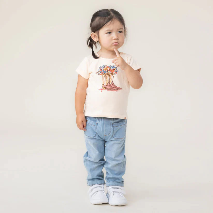Beige Flower Bouquet in Boots T-Shirt