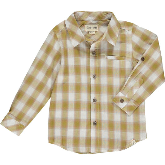 Atwood Mustard/White Plaid Shirt - Select Size - Youth