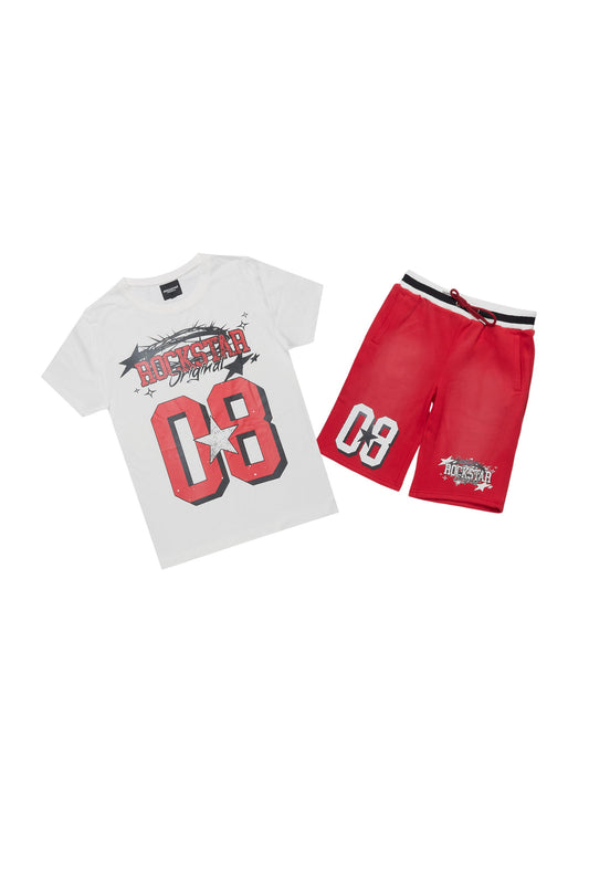 Boys Allstar White/Red T-Shirt Short Set