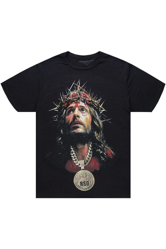 Amina 2.0 Black Oversized Graphic T-Shirt