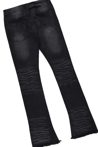 Amina Black/Red T-Shirt/Stacked Flare Jean Set