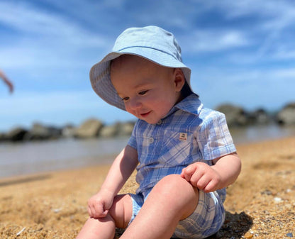 Fisherman Pale Blue Twill Bucket Hat - Select Size