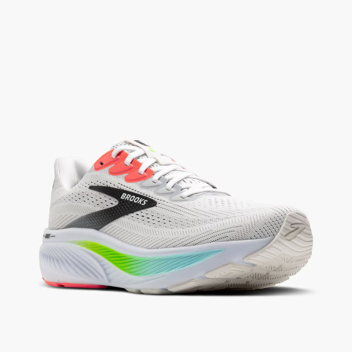 Brooks Men's Ghost 17 (Wide) - White/Pink Clay/Gecko