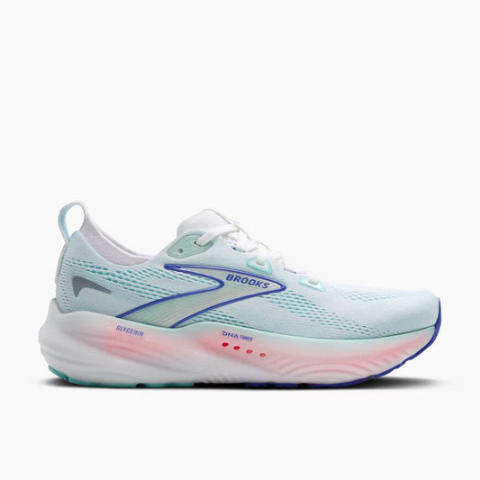 Brooks Women's Glycerin GTS 22 (Wide) - White/Limpet Shell/Amparo Blue