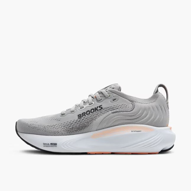 Brooks Women's Adrenaline GTS 25 - Grey/Blackened Pearl/Coral - Extra Wide (2E)