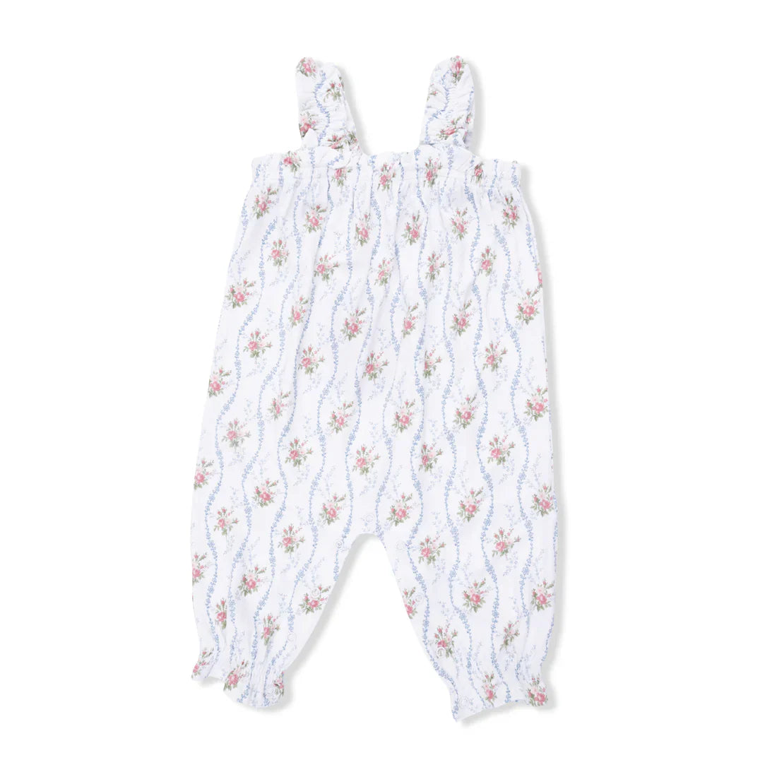 Heirloom Rose Stripe Ruffly Strap Overall