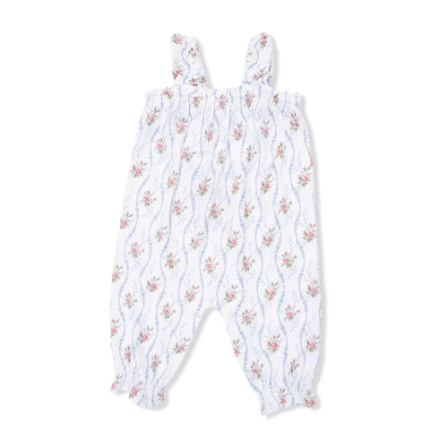 Heirloom Rose Stripe Ruffly Strap Overall