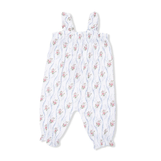 Heirloom Rose Stripe Ruffly Strap Overall