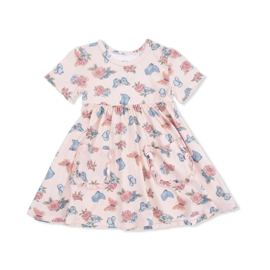 Country Girl Boots Twirly Dress w/Ruffle Pockets