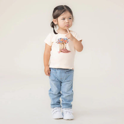 Beige Flower Bouquet in Boots T-Shirt