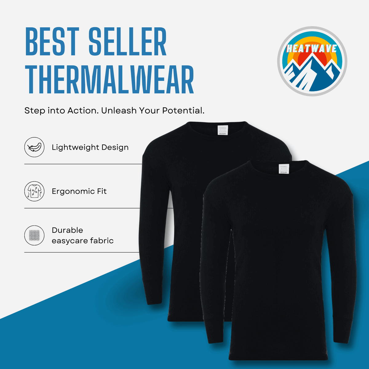 2 Pack Mens Thermal Underwear Set T Shirt
