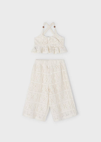 Chickpea 2-Piece Crochet Set Cropped Pants & Top - Select Size