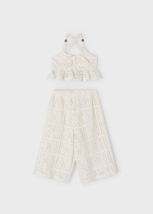 Chickpea 2-Piece Crochet Set Cropped Pants & Top - Select Size