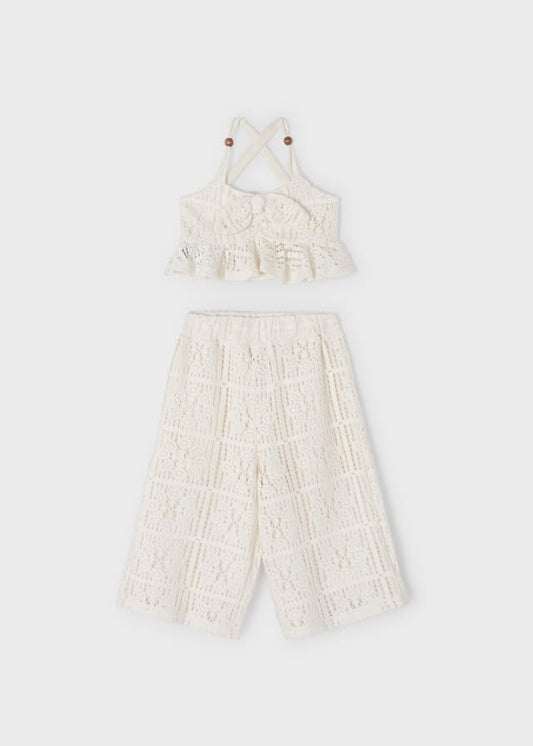 Chickpea 2-Piece Crochet Set Cropped Pants & Top - Select Size