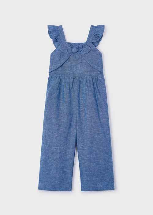 Blue Linen Girls Romper - Select Size