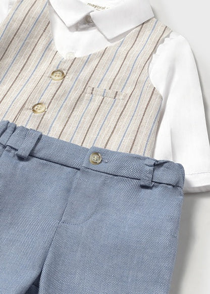 Blue Shorts w/Multi Stripe Vest Set - Select Size