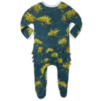 Firefly Bamboo Ruffle Zipper Footed Romper - Select Size