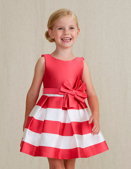 Fuchsia Ottoman Stripe Ruffle Dress - Select Size