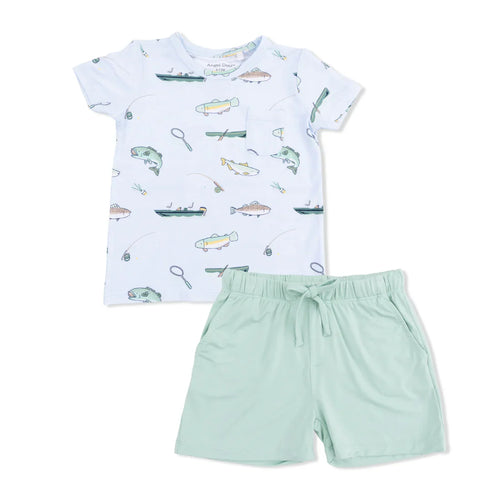 Fishing Crew Neck Tee with Casual Short