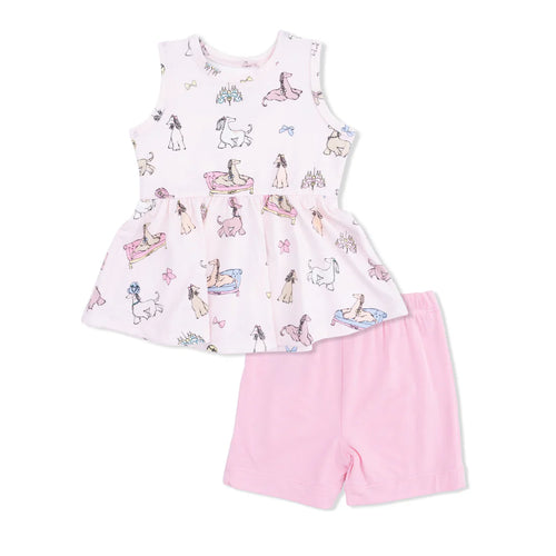 Fancy Hounds w/Bows Peplum Tank Top & Bike Short
