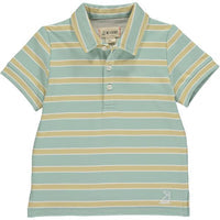 Flagstaff Sage, Leaf & White Stripe Boys Polo - Select Size