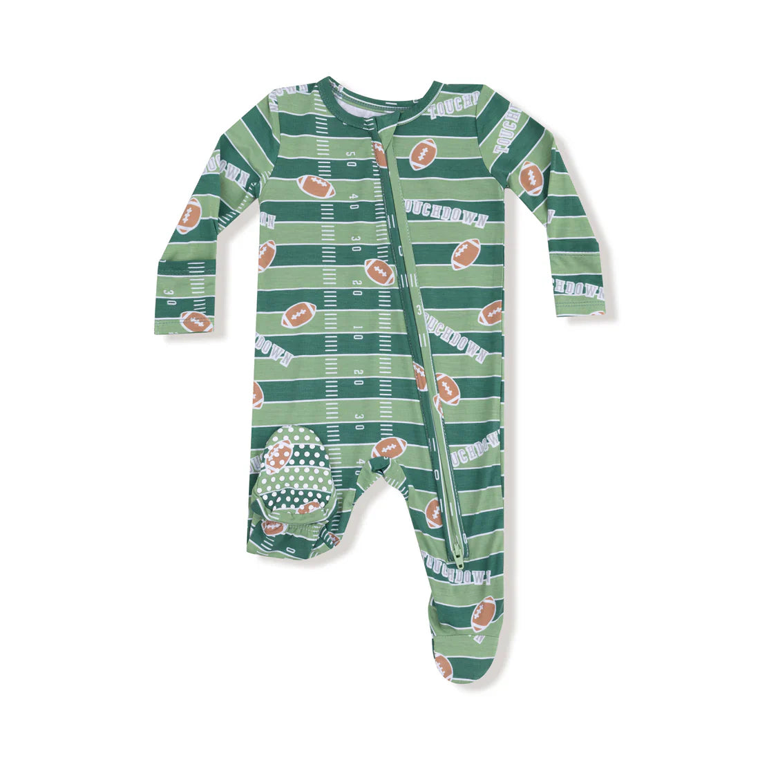 Football Field 2 Way Zipper Footie - Select Size