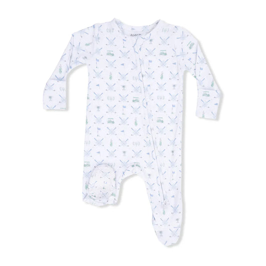 Golf Trellis Blue 2-Way Zipper Footie