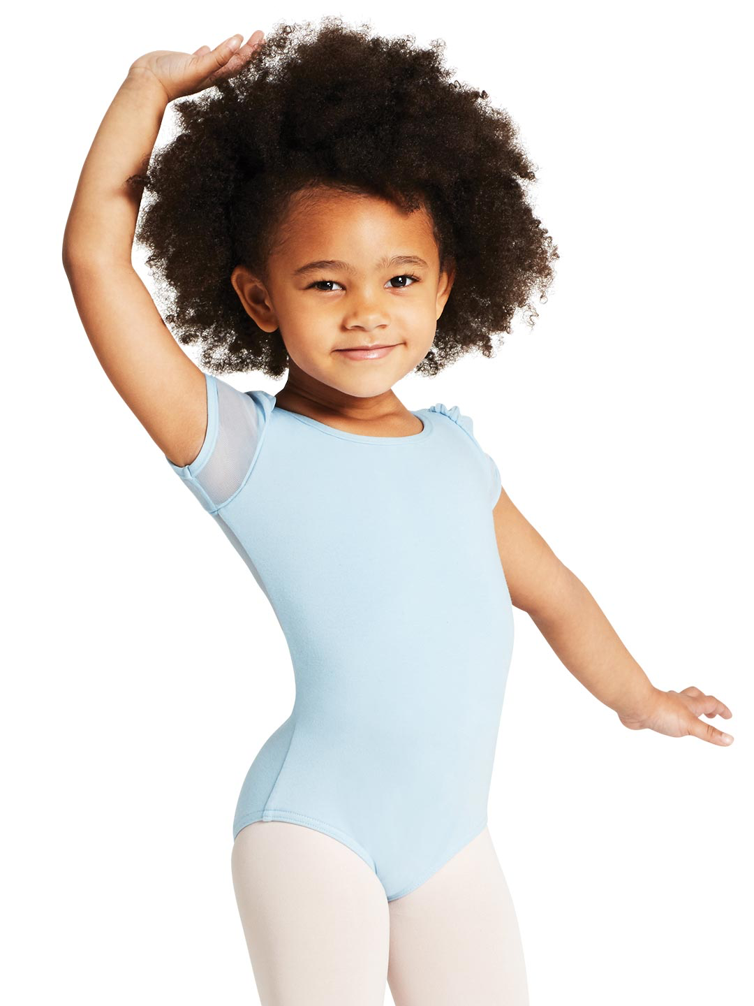 11311C - Girlâs Puff Sleeve Keyhole Back Leotard in Light Blue - Select Size