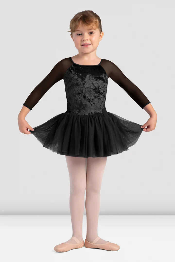 CL0249 - Girls Kelsey Velvet 3/4 Sleeve Tutu Dress - Select Size