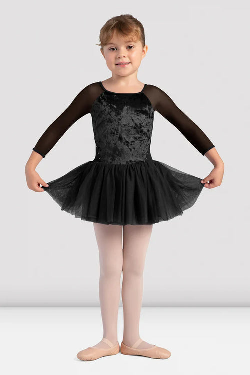 CL0249 - Girls Kelsey Velvet 3/4 Sleeve Tutu Dress - Select Size