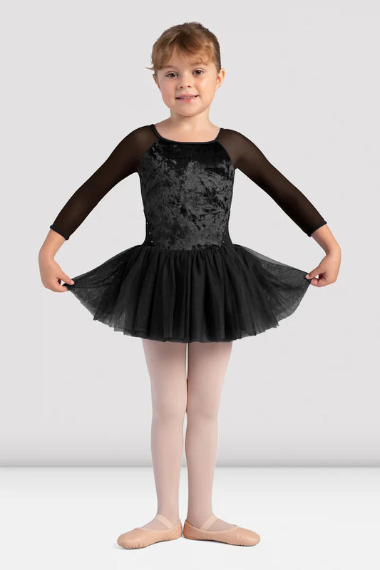 CL0249 - Girls Kelsey Velvet 3/4 Sleeve Tutu Dress - Select Size