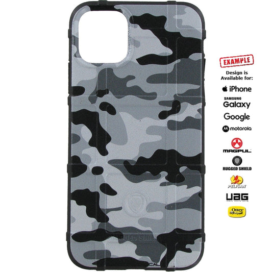 CLEARANCE - Custom UV-Laser Printed Rugged Shield brand Case for Apple iPhone 11 Pro Max White Snow Camo (One-Off Sample)