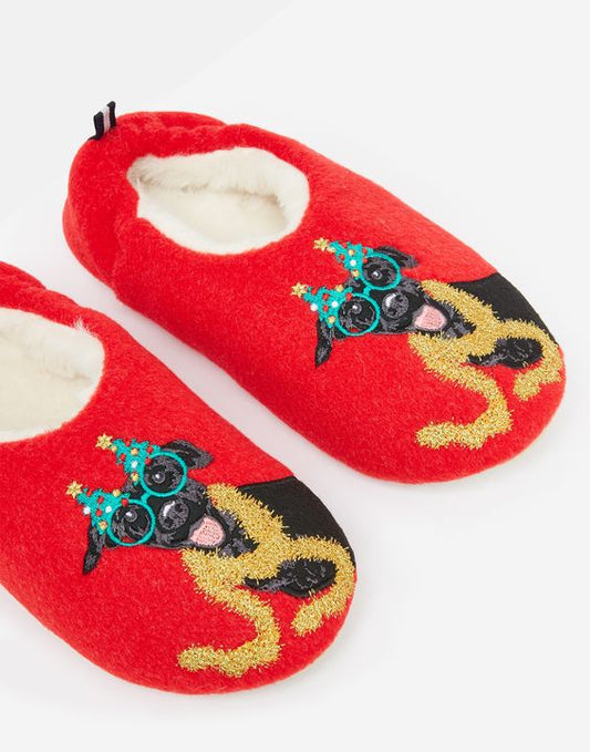 Christmas Dog Appliqueâ Felt Mule Slippers - Select Size