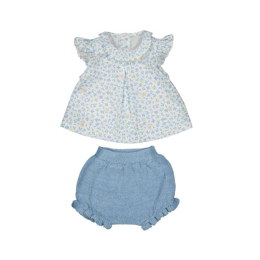 Blue Floral Blouse & Bloomer Set - Select Size