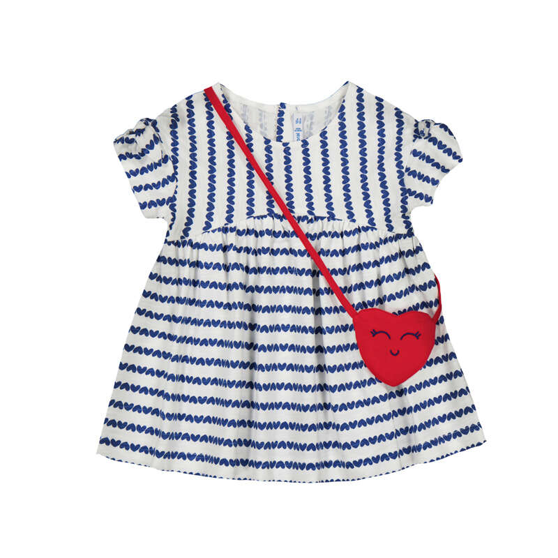 Blue & White Heart Stripe Dress - Select Size
