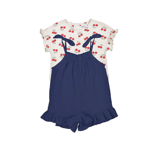 Cherries Shirt Overalls Set - Select Size