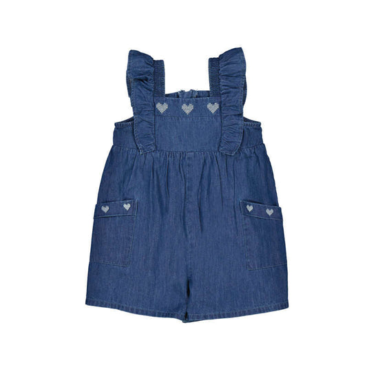 Dark Denim Ruffled Romper - Select Size