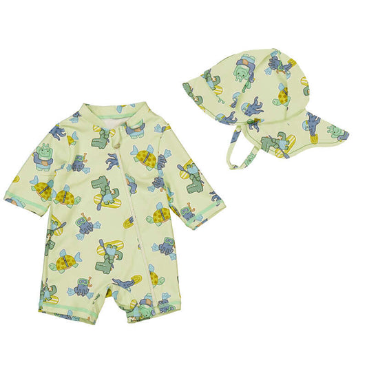 Green Apple Bathing Bodysuit w/Hat - Select Size