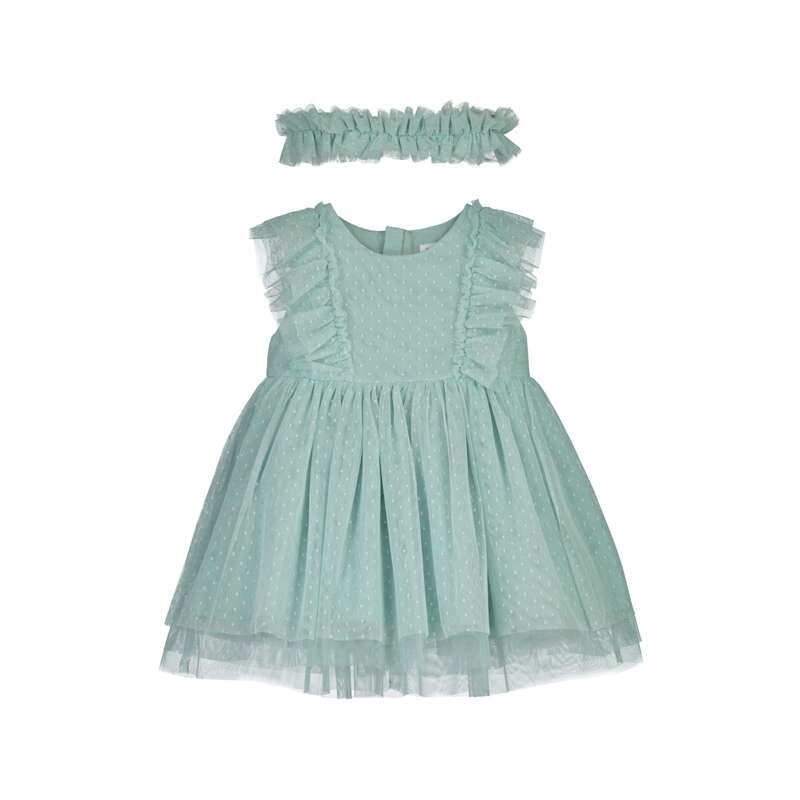 Green Tulle Dress w/Headband - Select Size