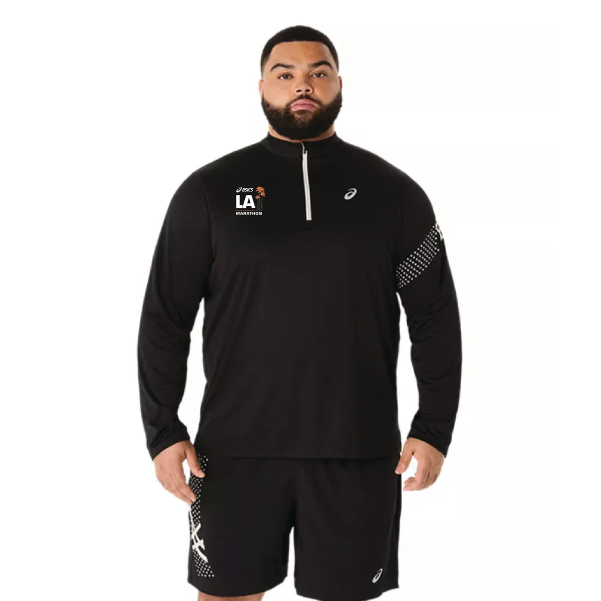 2026 ASICS Los Angeles Marathon - ASICS Men's Icon Long Sleeve 1/2 Zip Black (2011D459) (LA26-12)