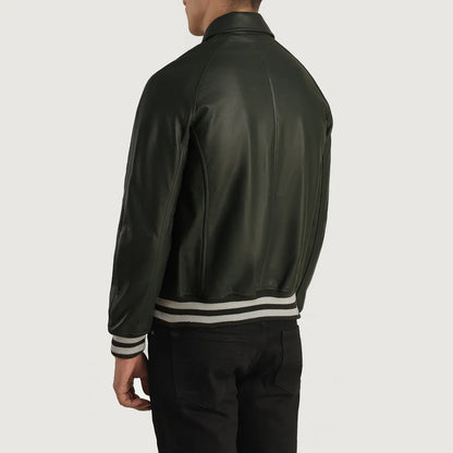 Walton Green Leather Varsity Jacket
