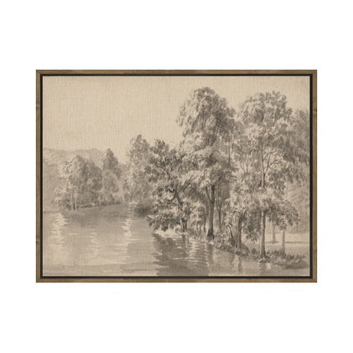 "Sepia River" Framed Canvas