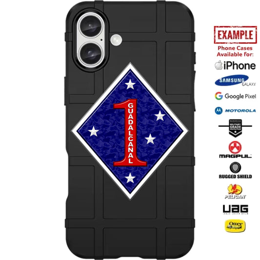 1st Marine Division Logo Guadalcanal Custom Printed Case Design for Apple, Samsung, Google & Motorola Phone Models