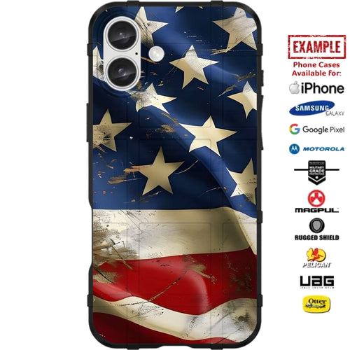 Weathered US American Flag Vertical Custom Printed Case Design for Apple, Samsung, Google & Motorola Phone Models