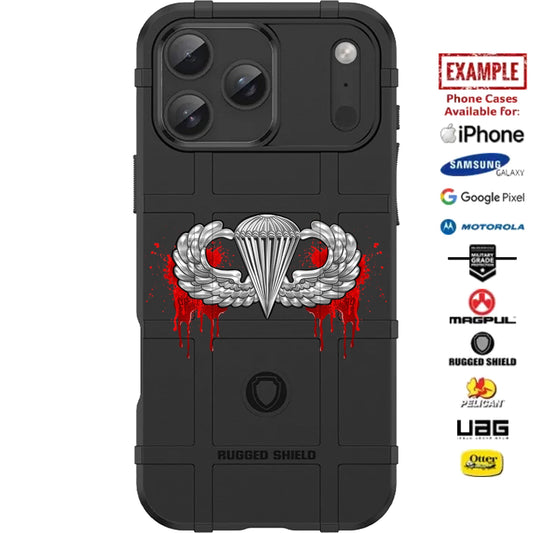 Airborne Paratrooper Bloody Jump Wings Parachutist Badge Custom Printed Case Design for Apple, Samsung, Google & Motorola Phone Models