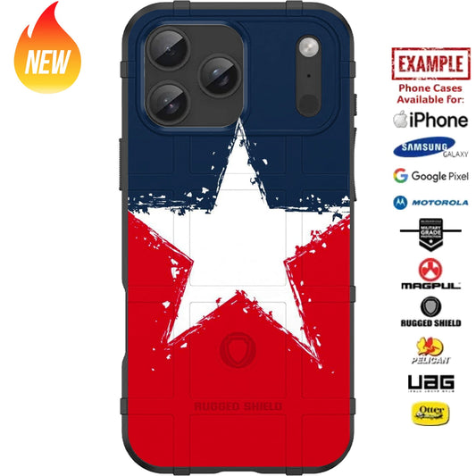 Red White and Blue Star Custom Printed Case Design for Apple, Samsung, Google & Motorola Phone Models
