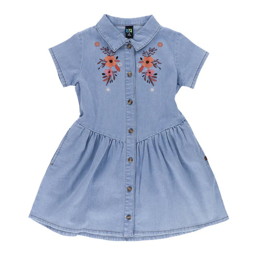 Floral Denim Dress - Select Size