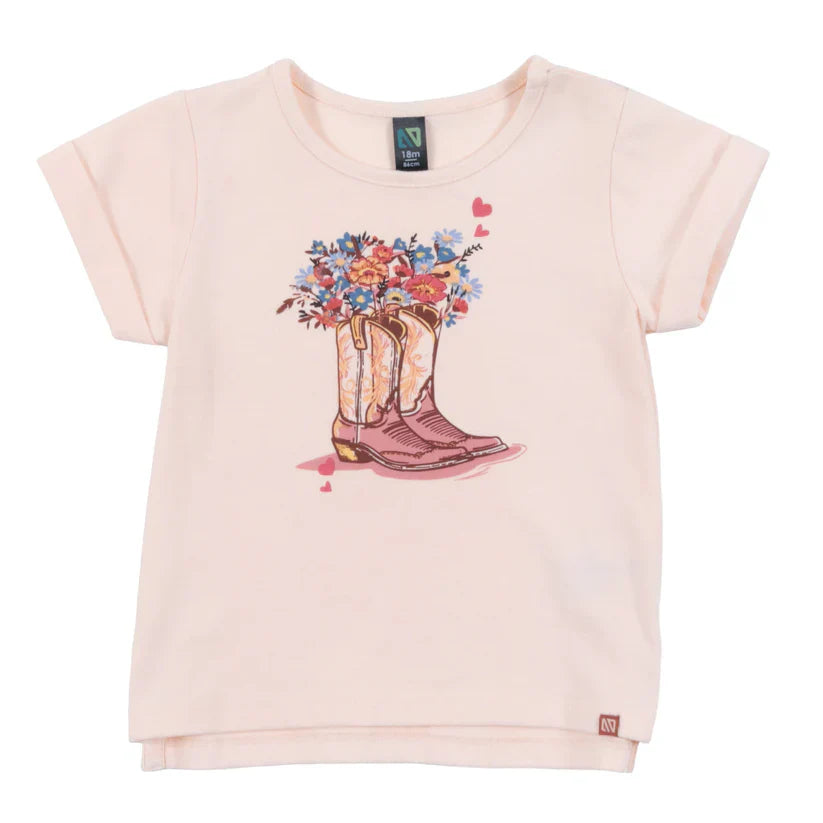 Beige Flower Bouquet in Boots T-Shirt