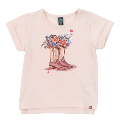 Beige Flower Bouquet in Boots T-Shirt